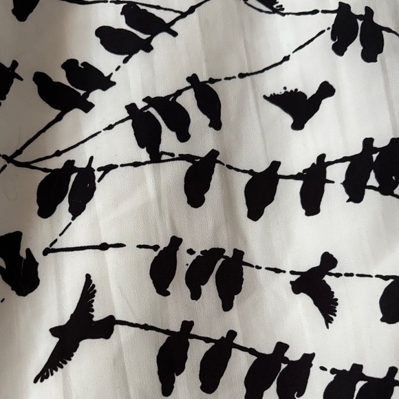 Blue Rain Black and White Bird Pattern A-Line Skirt - Picture 3 of 6